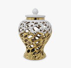 Gold and White Design Ginger Jar Medium - High Class Touch