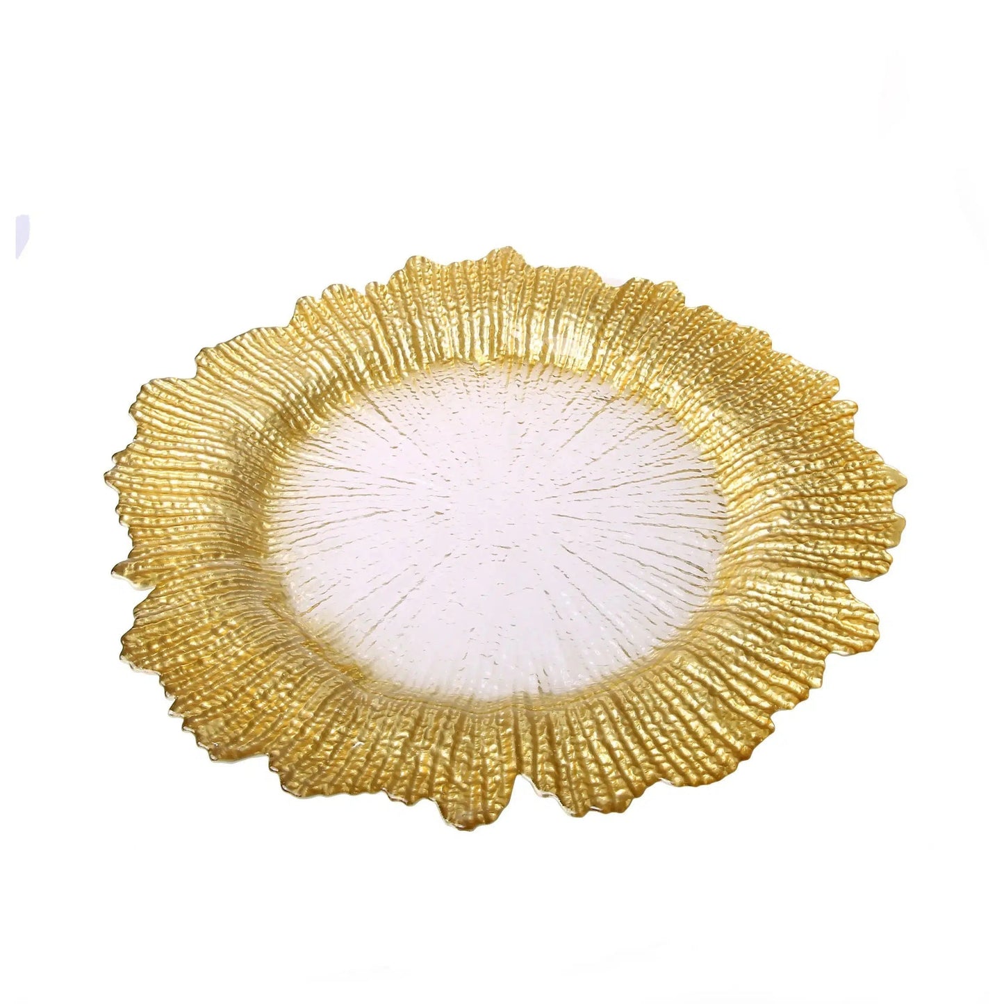 Gold Flower Shaped Chargers - Set Of Four Charger plates High Class Touch - Home Decor 