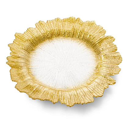 Gold Flower Shaped Chargers - Set Of Four Charger plates High Class Touch - Home Decor 