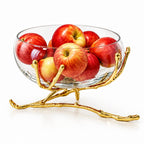 Luxury Gold Fruit Bowl with Brass Base for Table Centrepiece