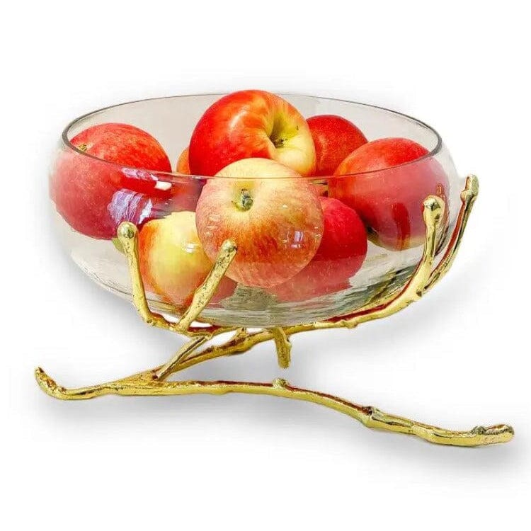 Luxury Gold Fruit Bowl with Brass Base for Table Centrepiece
