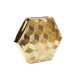Gold Hexagon Shaped Vase Vases High Class Touch - Home Decor 