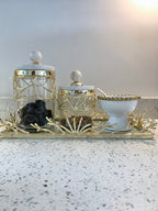 Gold Rectangular Mirror Tray with Spikes Design Decorative Trays High Class Touch - Home Decor 