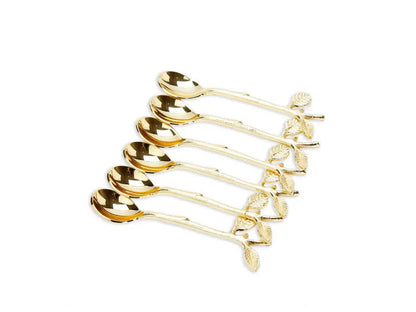 Gold Swan Dessert Spoon Holder with 6 Spoons Cutlery High Class Touch - Home Decor 