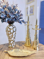 Gold Taper Candle Holder Leaf Spiral Design Candle Holders High Class Touch - Home Decor 