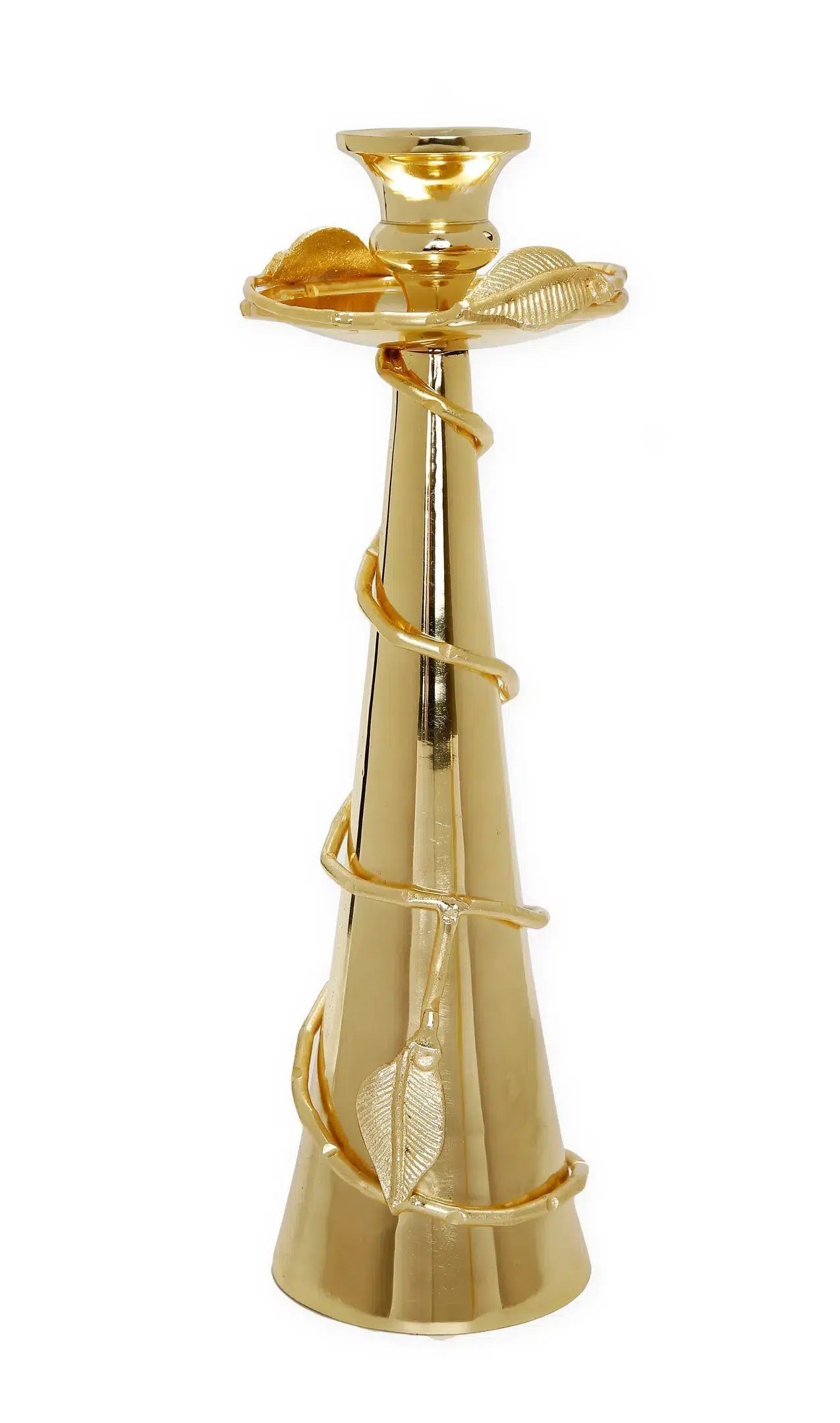 Gold Taper Candle Holder Leaf Spiral Design Candle Holders High Class Touch - Home Decor 