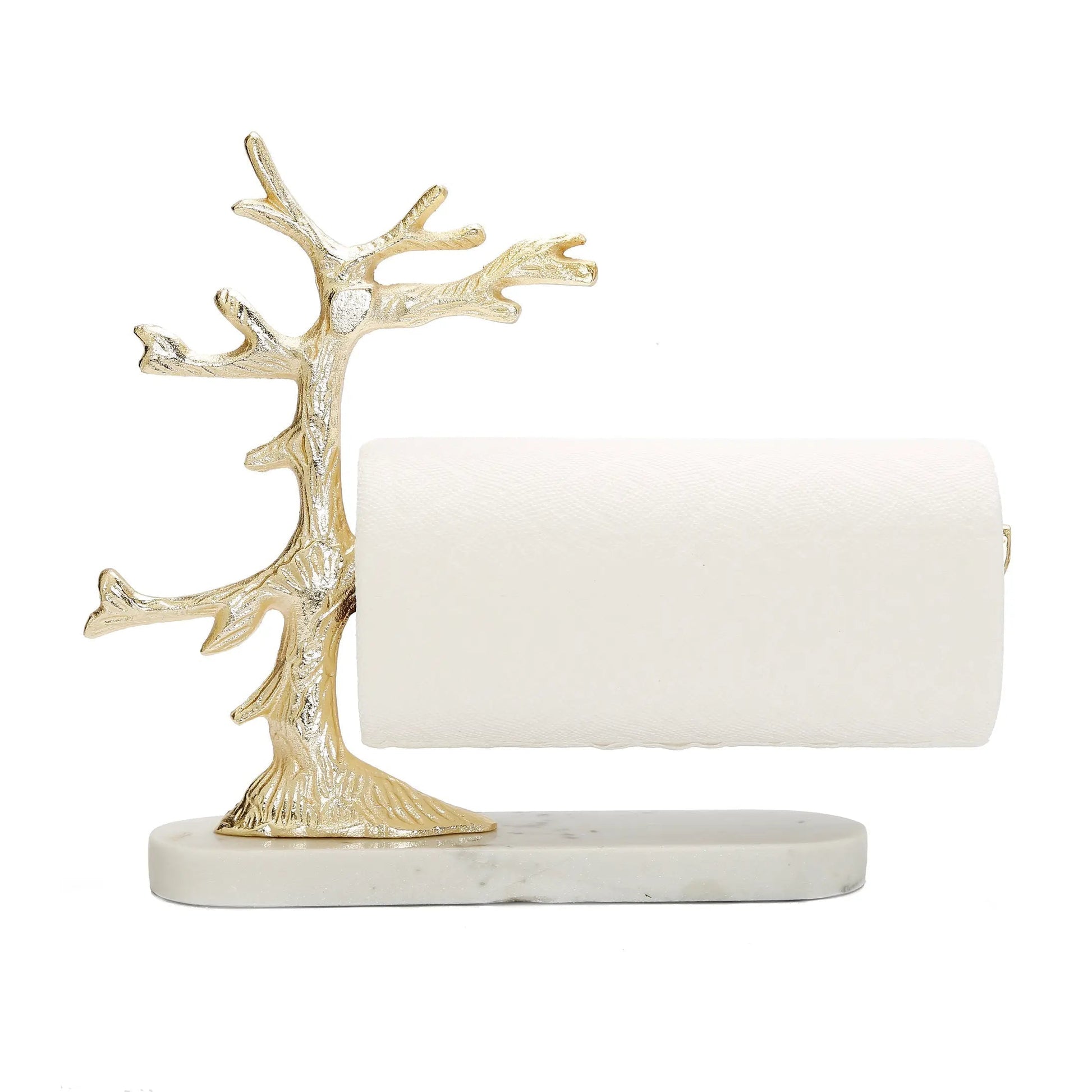 Gold Tree Design Paper Towel Holder On Marble Base Kitchen roll holder High Class Touch - Home Decor 