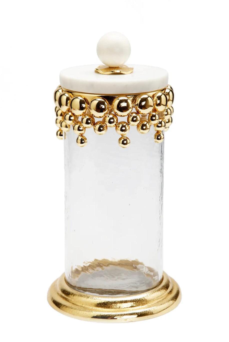 Hammered Glass Canisters with Gold Design and Marble Lid Canisters High Class Touch - Home Decor Large 