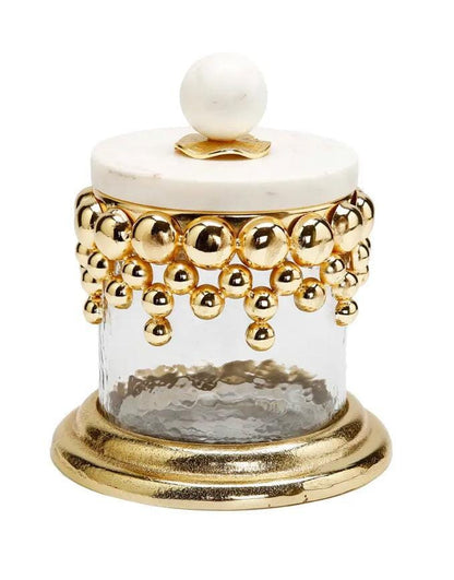 Hammered Glass Canisters with Gold Design and Marble Lid Canisters High Class Touch - Home Decor Small 