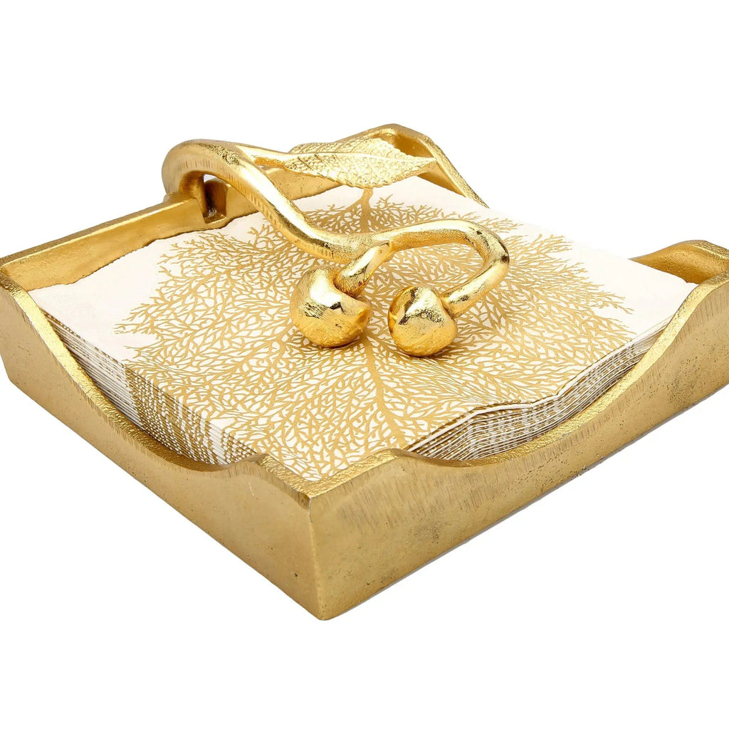Napkin Holder with Leaf Shaped Tongue Napkin Holders & Dispensers High Class Touch - Home Decor 