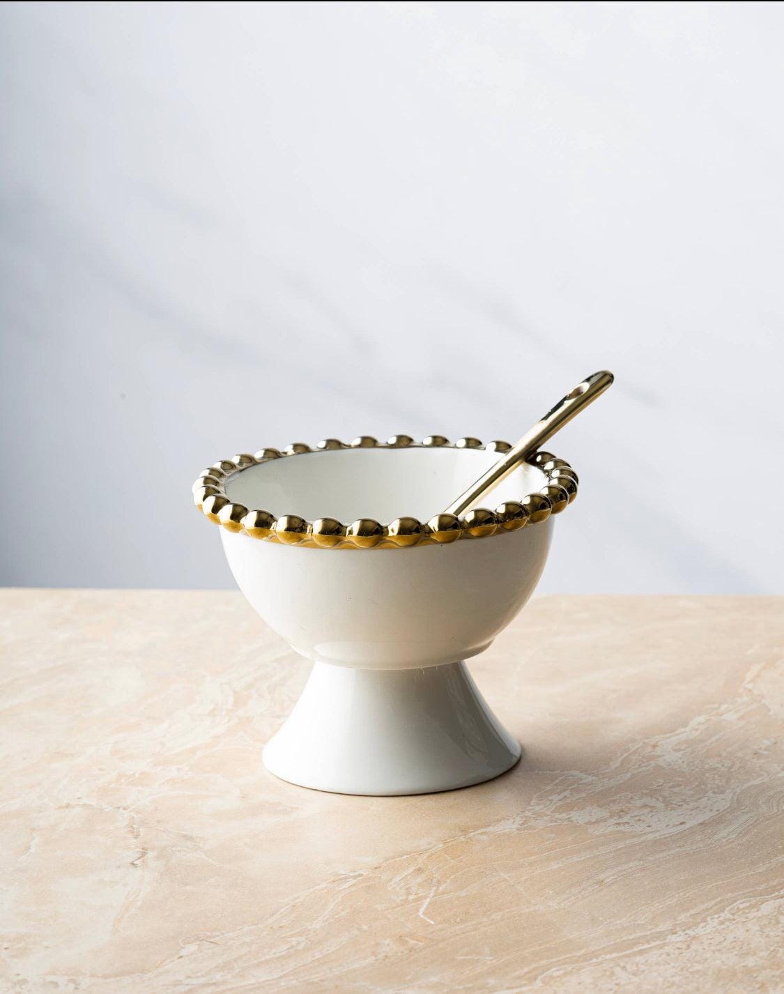 Porcelain White Dessert Cups - Set Of Four Snack Bowls High Class Touch - Home Decor 