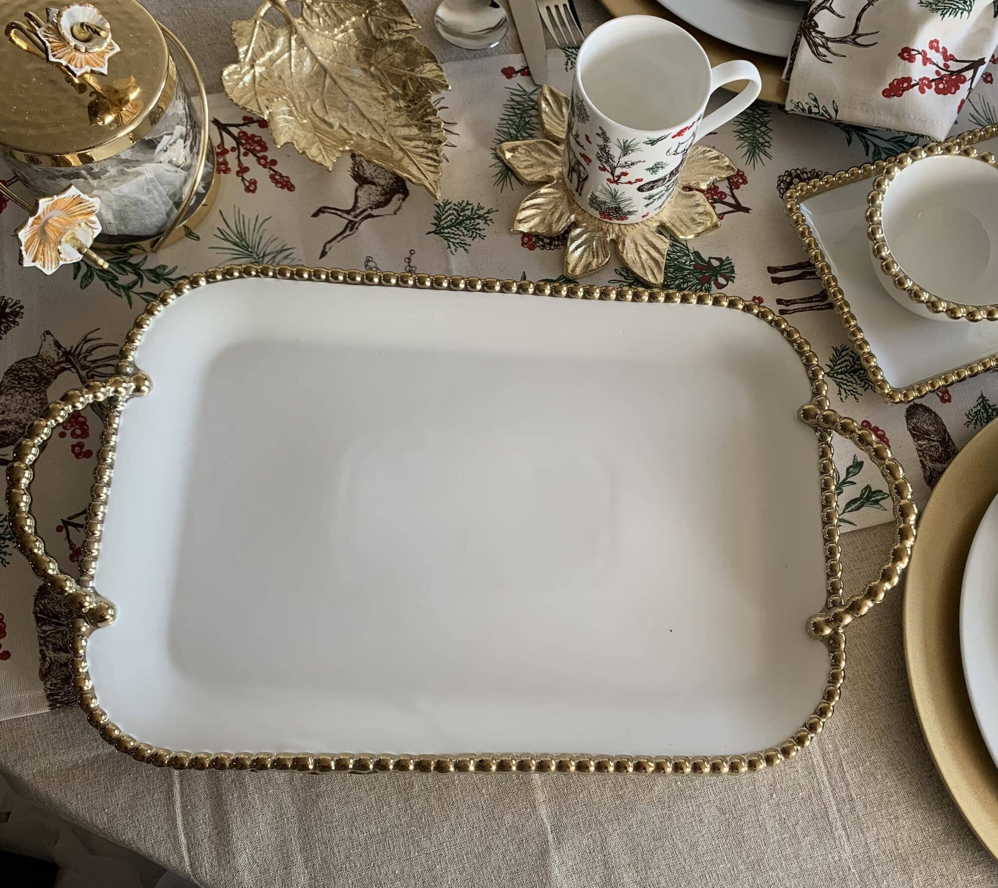 Porcelain White Tray Decorative Trays High Class Touch - Home Decor 