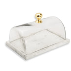 Rectangular Marble Cake Dome with Gold Knob Cake Stands High Class Touch - Home Decor 