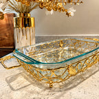 Rectangular Serving Pyrex Holder with Leaf Design Pyrex High Class Touch - Home Decor 