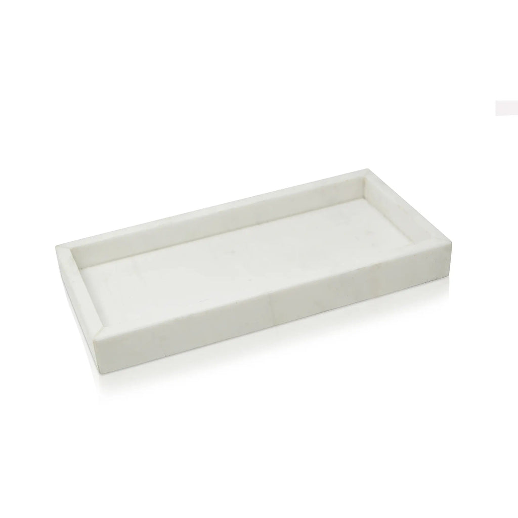 Rectangular White Marble Tray Decorative Trays High Class Touch - Home Decor 