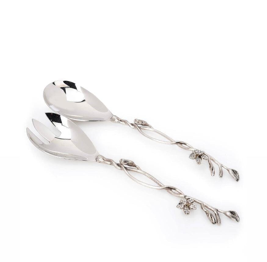Salad Servers With Jeweled Flower Salad server set High Class Touch - Home Decor 