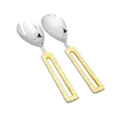 Salad Servers with Square Gold Loop Handles Salad server set High Class Touch - Home Decor 
