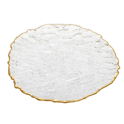 Set of 12 Crushed Glass Dinner Set with Gold Rim Dinnerware Sets High Class Touch - Home Decor 