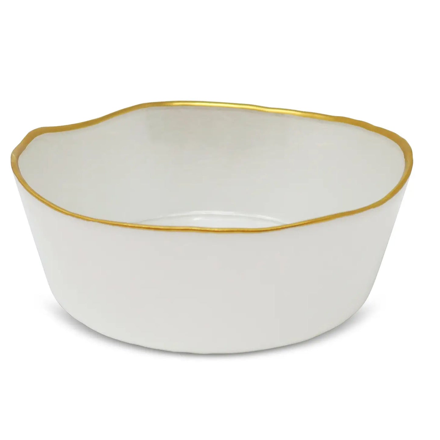 Set of 4 Odd Shaped White Plates with Gold Wall Dinnerware Sets High Class Touch - Home Decor 