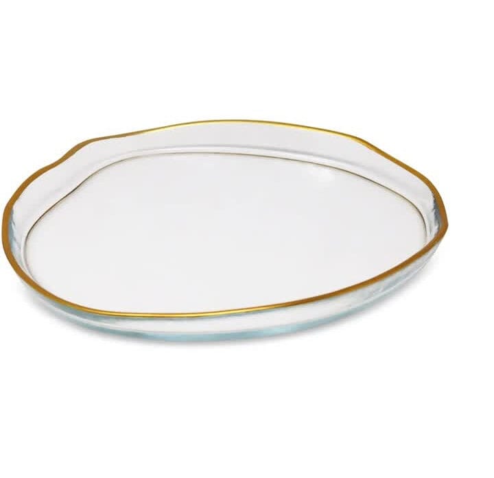 Set of 4 Organic Shaped Plates with Gold Wall Dinnerware Sets High Class Touch - Home Decor 