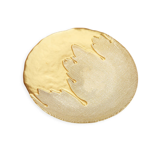 Set of 4 Salad Plates Gold Dipped Design Plate High Class Touch - Home Decor 