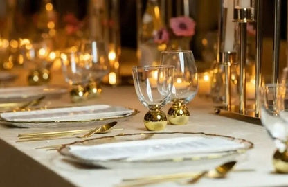 Set of 6 Small Wine Glasses on Gold Ball Pedestal Wine Glasses High Class Touch - Home Decor 