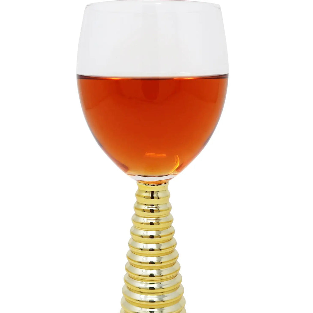 Set of 6 Water Glasses with Gold Design Stem Water glasses High Class Touch - Home Decor 