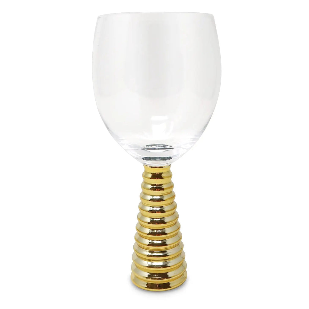 Set of 6 Water Glasses with Gold Design Stem Water glasses High Class Touch - Home Decor 