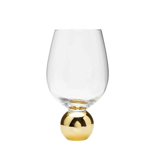 Set of 6 Wine Glasses on Gold Ball Pedestal Wine Glasses High Class Touch - Home Decor 