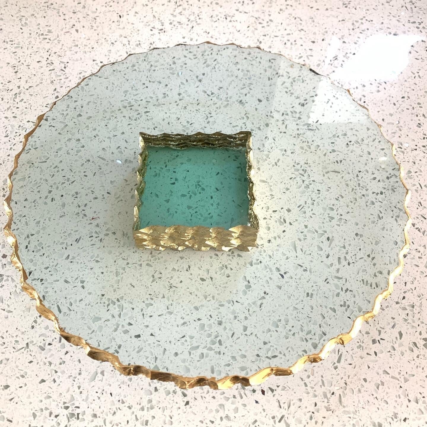 Stacked Glass Cake Stand with Gold Edge Cake Stands High Class Touch - Home Decor 