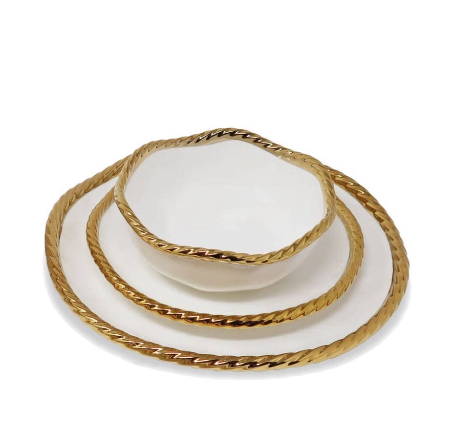 White and Gold Dinner Set New Bone China Dinnerware Sets High Class Touch - Home Decor 