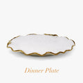 White and Gold Dinner Set New Bone China Gold Scalloped Edge Dinnerware Sets High Class Touch - Home Decor 4 Dinner Plates 