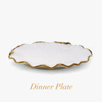 White & Gold Dinner Set — Gold Scalloped Edge - High Class Touch