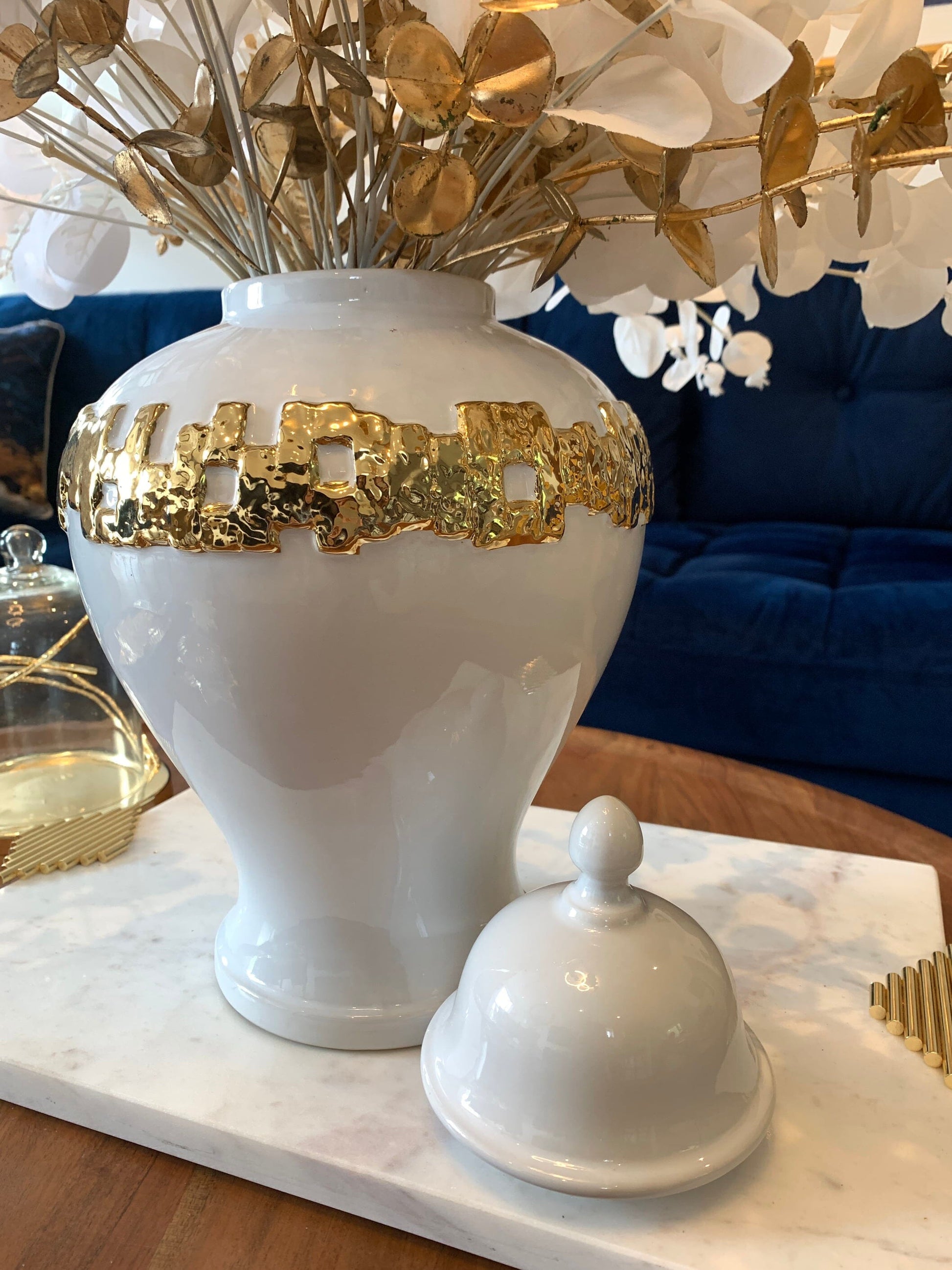 White and Gold Ginger Jar – High Class Touch