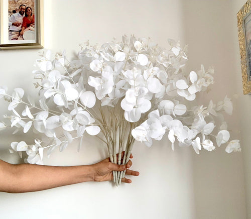 White Artificial Flower Leaves Artificial Flora High Class Touch - Home Decor 