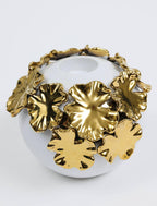 White Ceramic Candle Holder Gold Flower Design Candle Holders High Class Touch - Home Decor 
