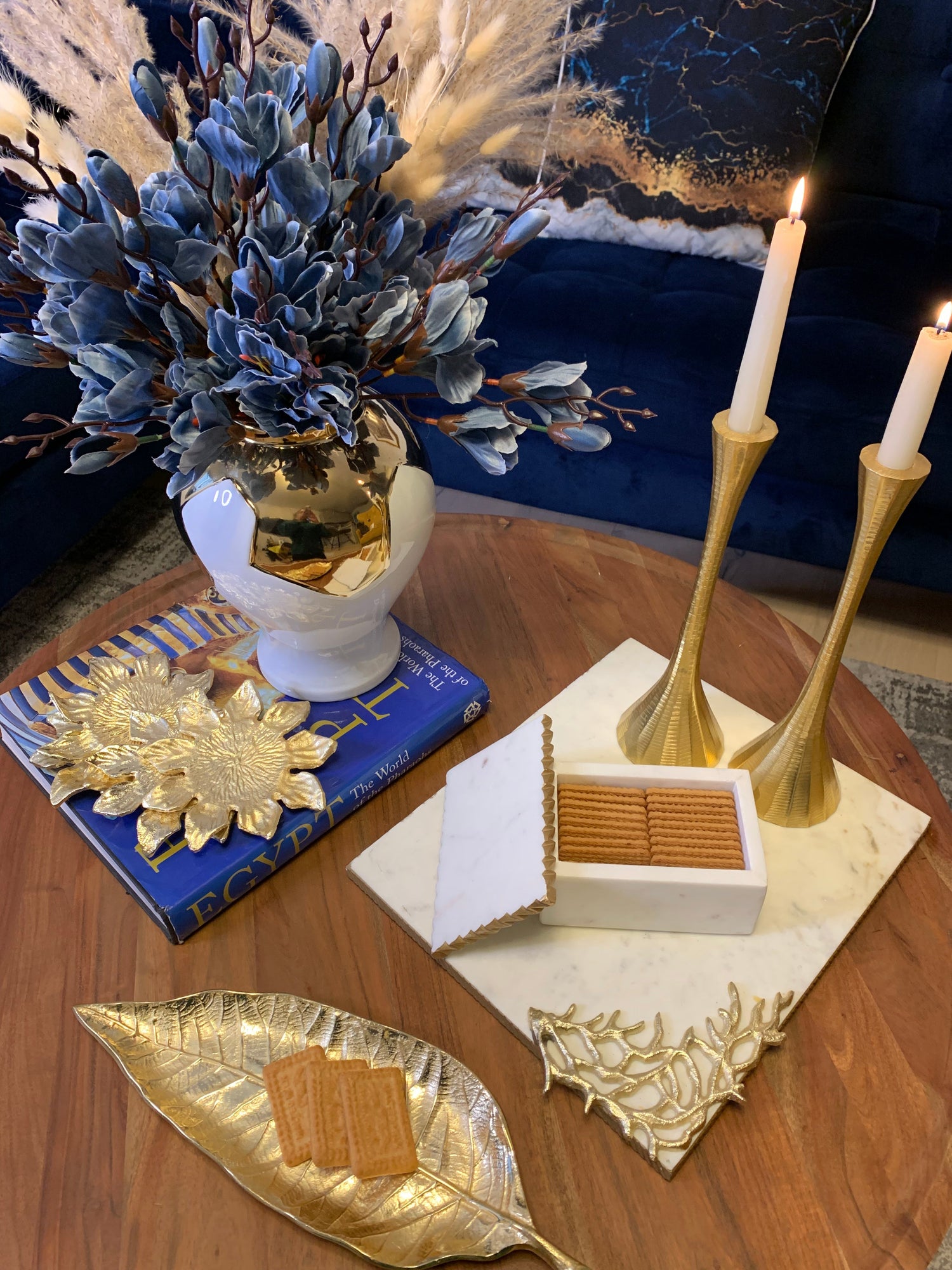 White Marble Decorative Box W/ Cover Gold Dimensional Border Decorative box High Class Touch - Home Decor 