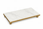 White Marble Oblong Tray With Gold textured Edge Decorative Trays High Class Touch - Home Decor 