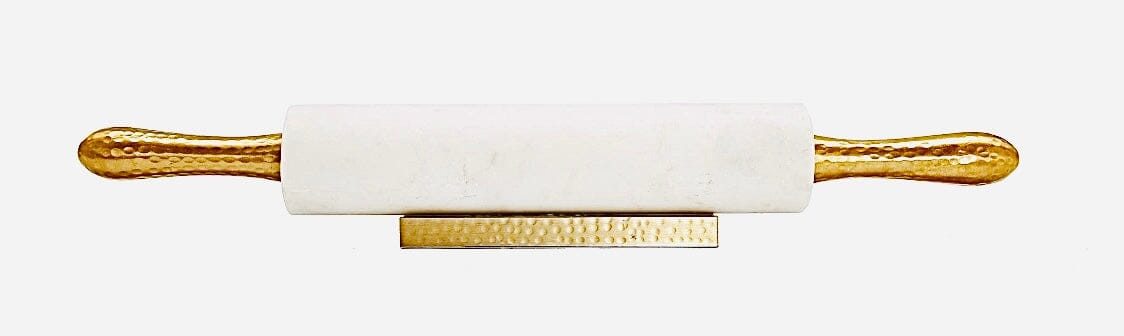 White Marble Rolling Pin Hammered Handles and Base Rolling Pins High Class Touch - Home Decor 