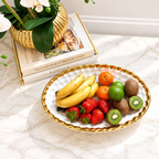 White Oval Tray with Gold Rim 15.25" x 9.5" Plates High Class Touch - Home Decor 
