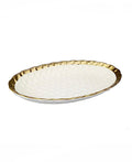 White Oval Tray with Gold Rim 15.25" x 9.5" Plates High Class Touch - Home Decor 
