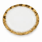 White Porcelain Dinner Plates Set with Opulent Gold Border Set of 4 Dinnerware Sets High Class Touch - Home Decor 